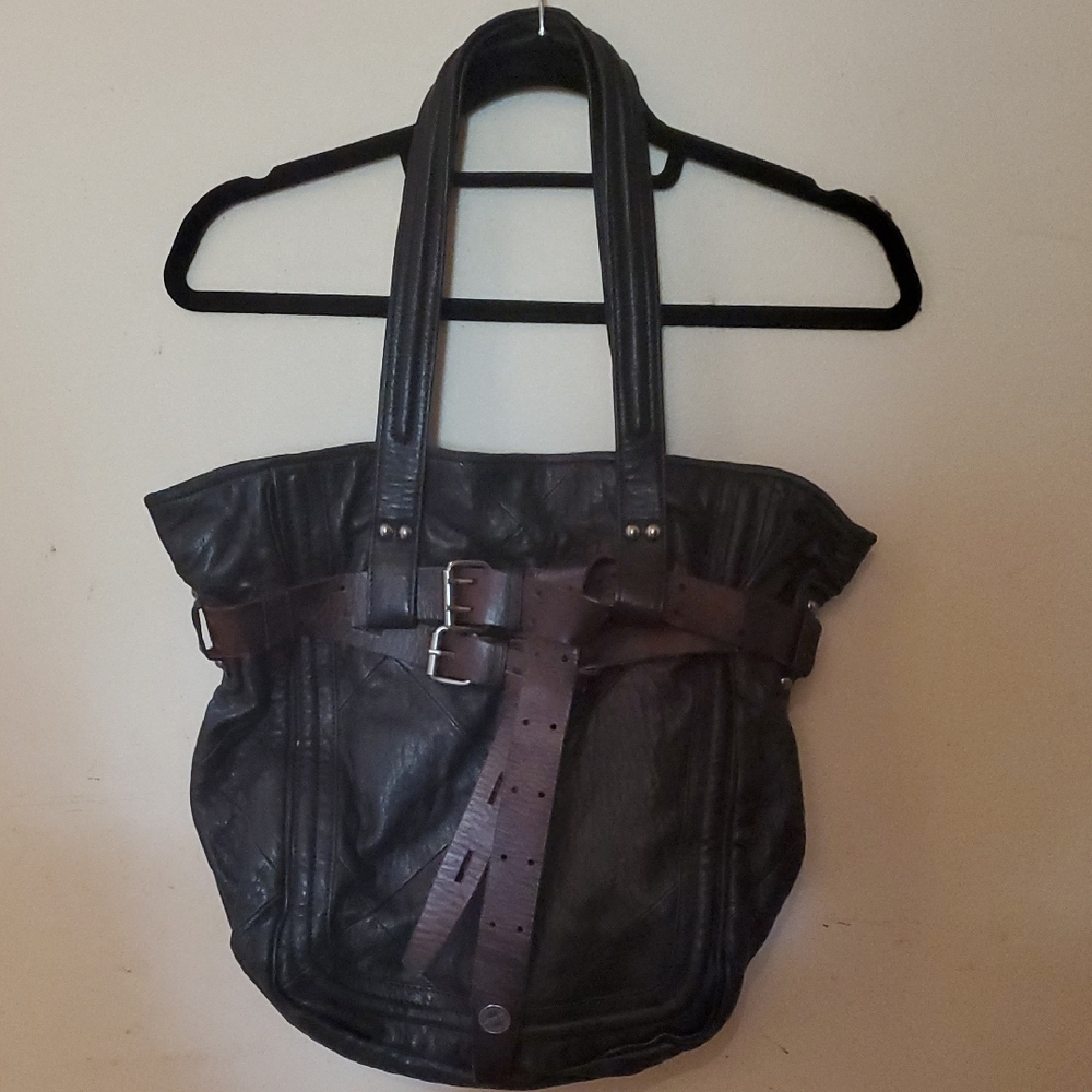 Revel New York Stylish Black Leather Tote Bag